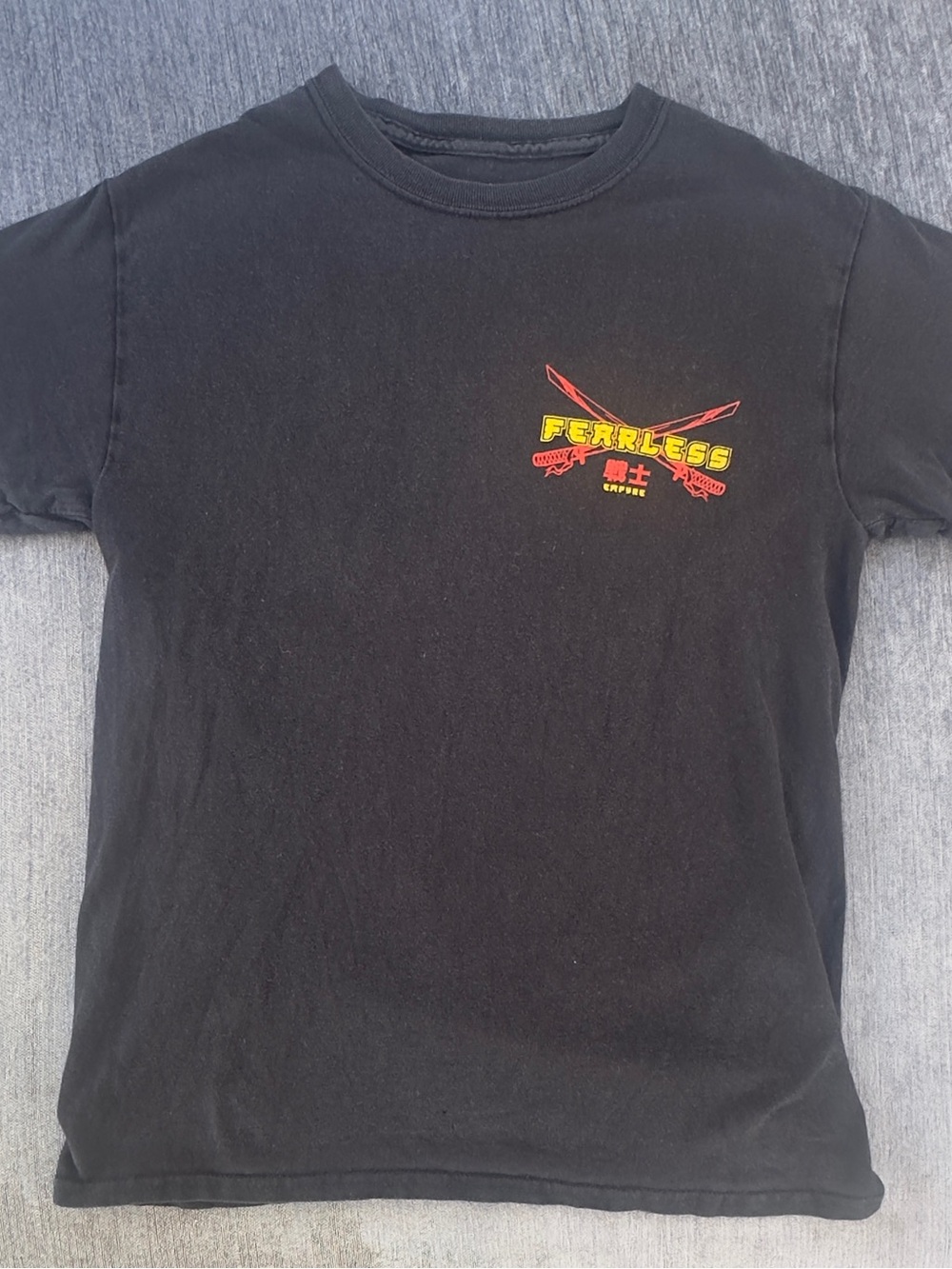 Empyre Black Short Sleeve Tee with Yellow & Red 'Fearless' Chest Graphic